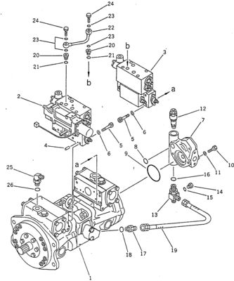 708-23-04014 PC100-5 120-5 150-5 Hydraulic Pump Assembly (HPV55+55) Komatsu Parts