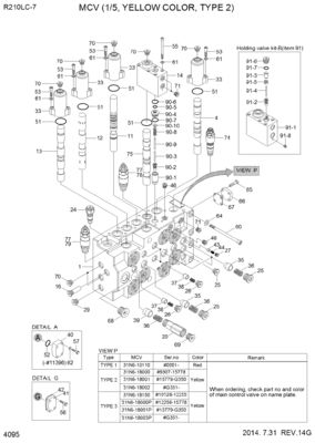 Construction Machinery Parts Hydraulic Main Control Valve for Hyundai R210LC7 R210LC7H R215LC7 RD210-7 RD220-7 Excavator